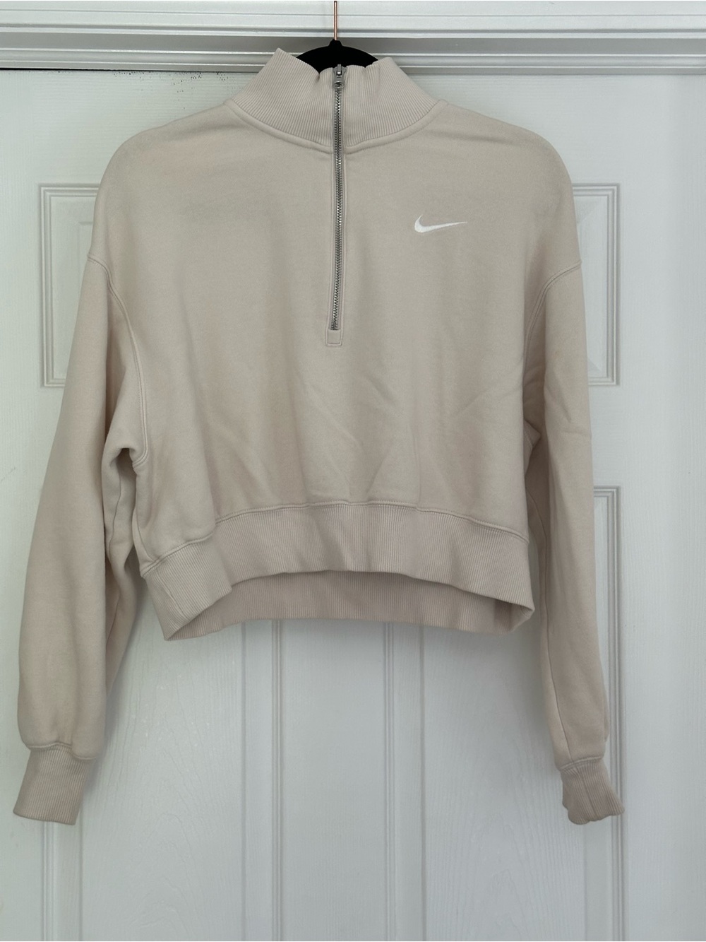Nike Women's Cropped Half-Zip Sweatshirt in Cream
